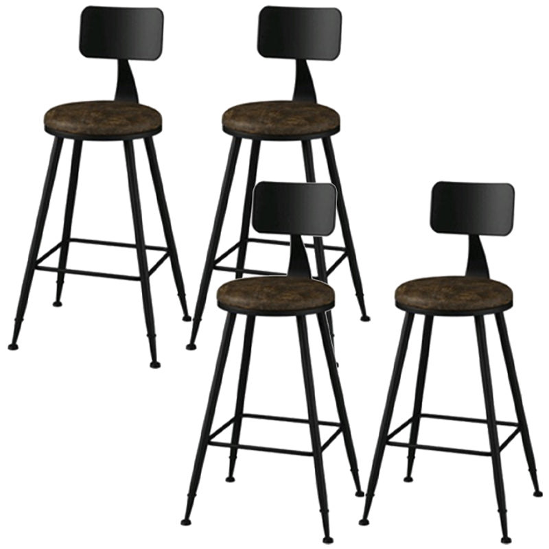 Industrial Style Armless Counter Stool Faux Leather Counter-height Stool
