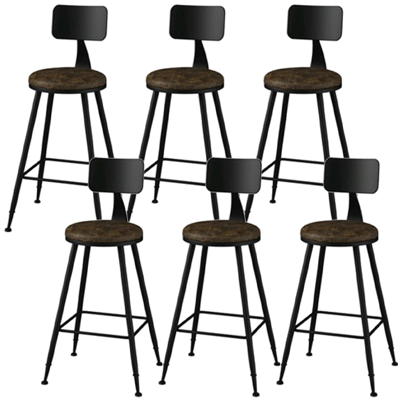 Industrial Style Armless Counter Stool Faux Leather Counter-height Stool