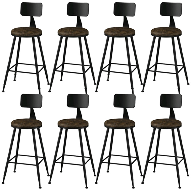 Industrial Style Armless Counter Stool Faux Leather Counter-height Stool