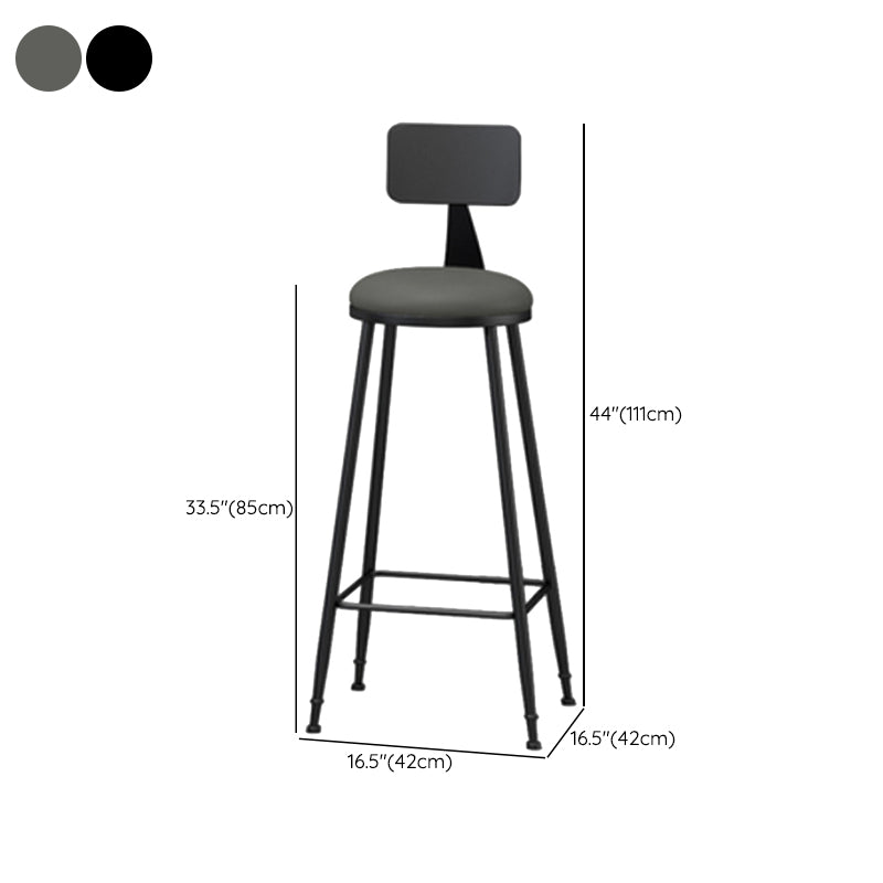 Industrial Style Armless Counter Stool Faux Leather Counter-height Stool