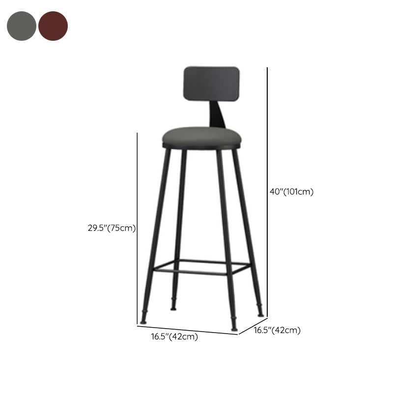 Industrial Style Armless Counter Stool Faux Leather Counter-height Stool