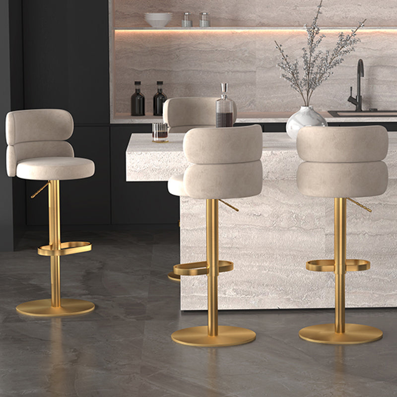 Glam Style Counter Stool Leather Adjustable Height Bar Stool with Swivel
