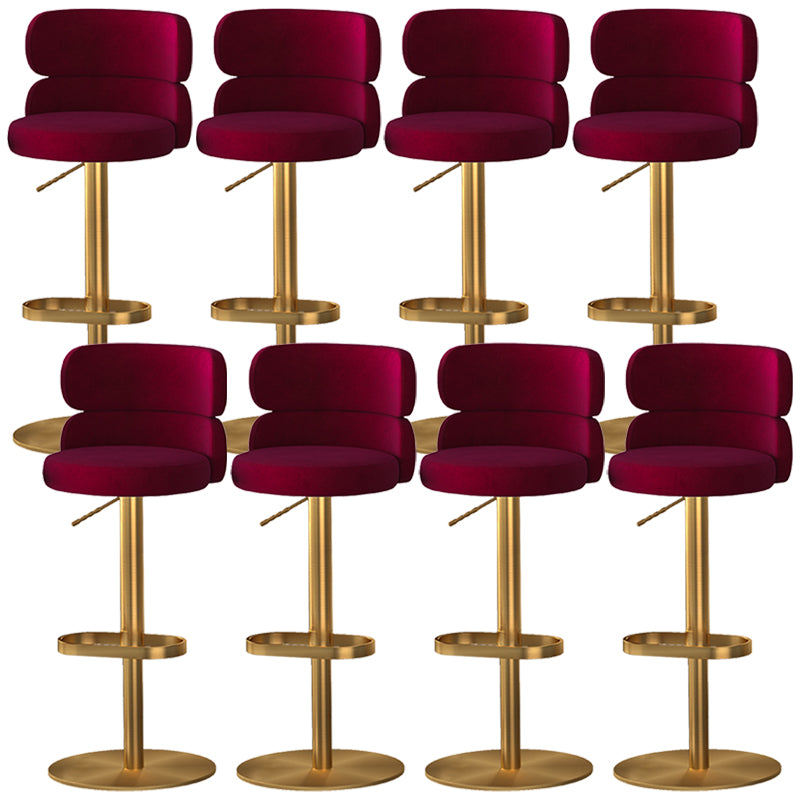 Glam Style Counter Stool Leather Adjustable Height Bar Stool with Swivel