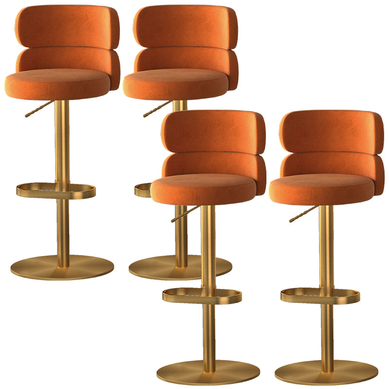 Glam Style Counter Stool Leather Adjustable Height Bar Stool with Swivel