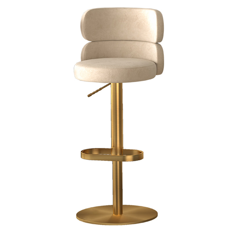 Glam Style Counter Stool Leather Adjustable Height Bar Stool with Swivel