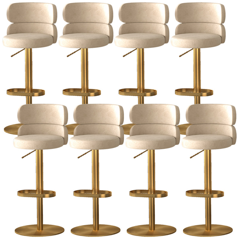 Glam Style Counter Stool Leather Adjustable Height Bar Stool with Swivel