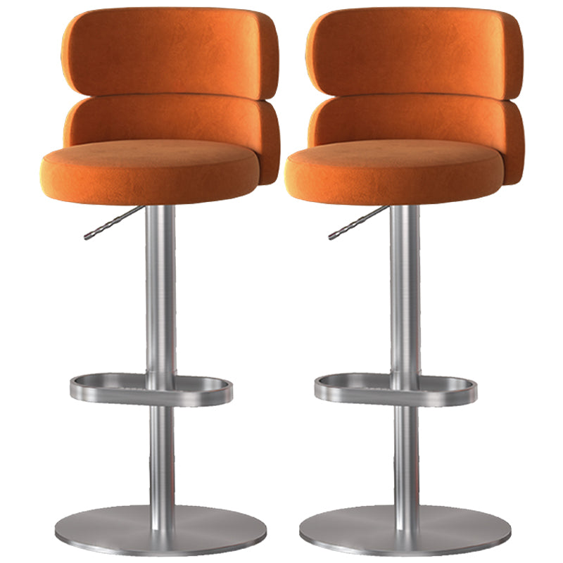 Glam Style Counter Stool Leather Adjustable Height Bar Stool with Swivel