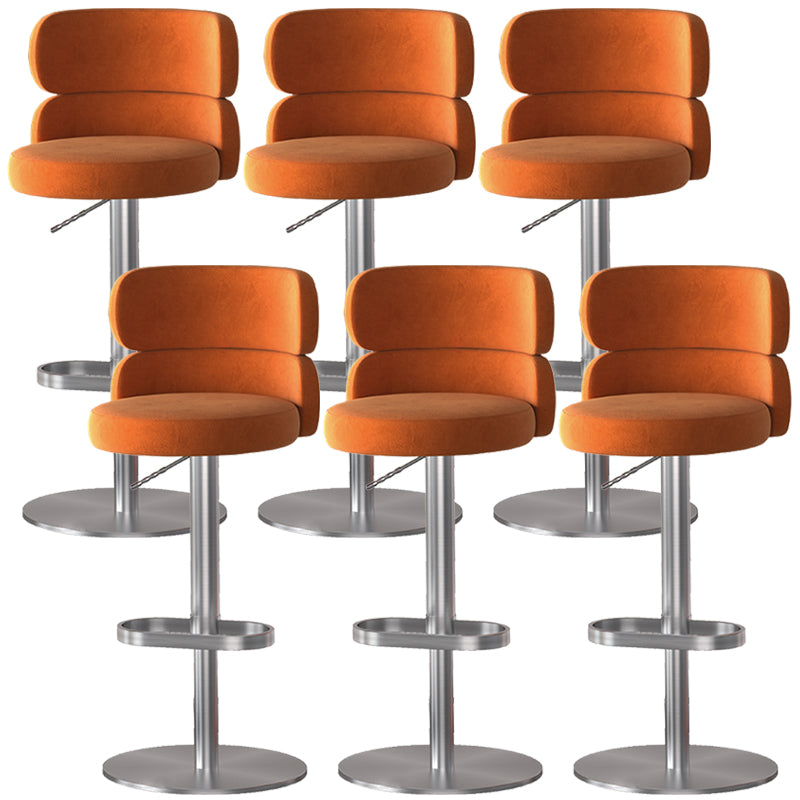 Glam Style Counter Stool Leather Adjustable Height Bar Stool with Swivel