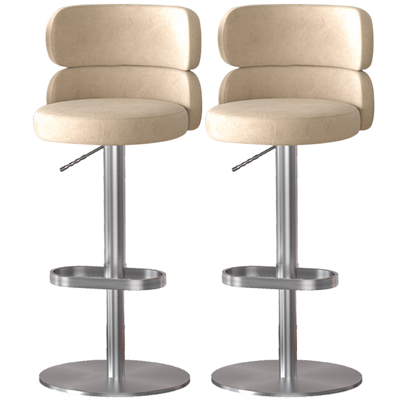Glam Style Counter Stool Leather Adjustable Height Bar Stool with Swivel
