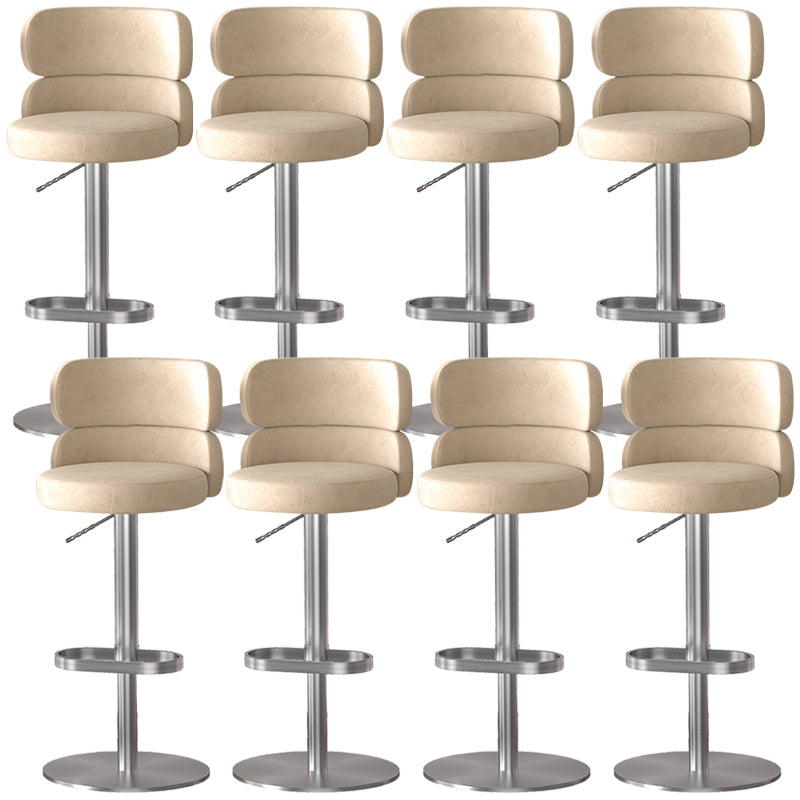 Glam Style Counter Stool Leather Adjustable Height Bar Stool with Swivel