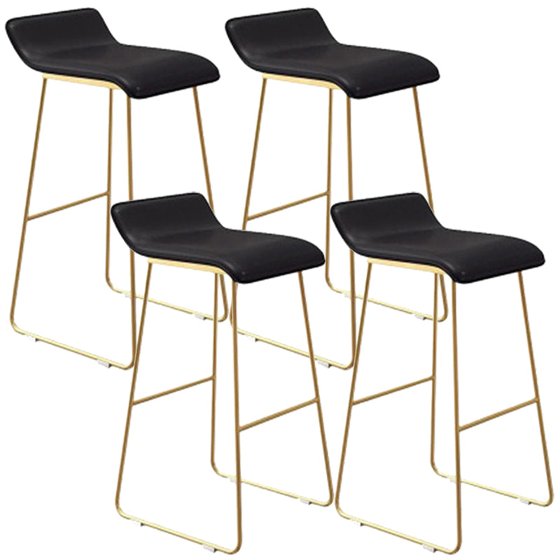 Glam Style Counter Stool Upholstered Bar Stool with Metal Base