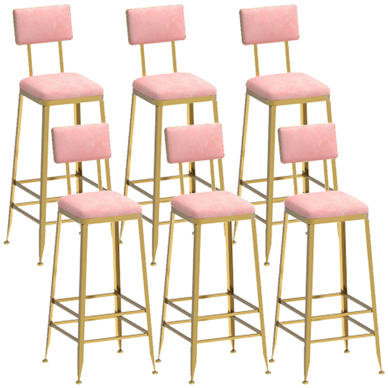 Glam Style Counter Stool Upholstered Bar Stool with Metal Base