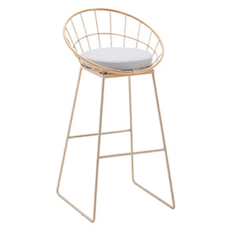 Glam Style Counter Stool Upholstered Bar Stool with Metal Base