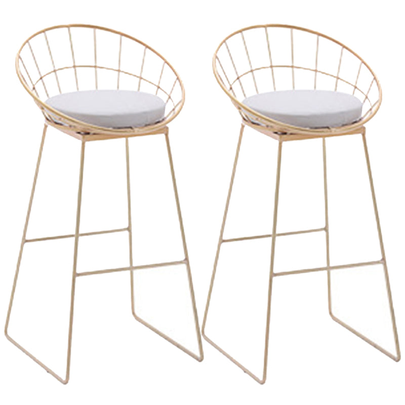 Glam Style Counter Stool Upholstered Bar Stool with Metal Base