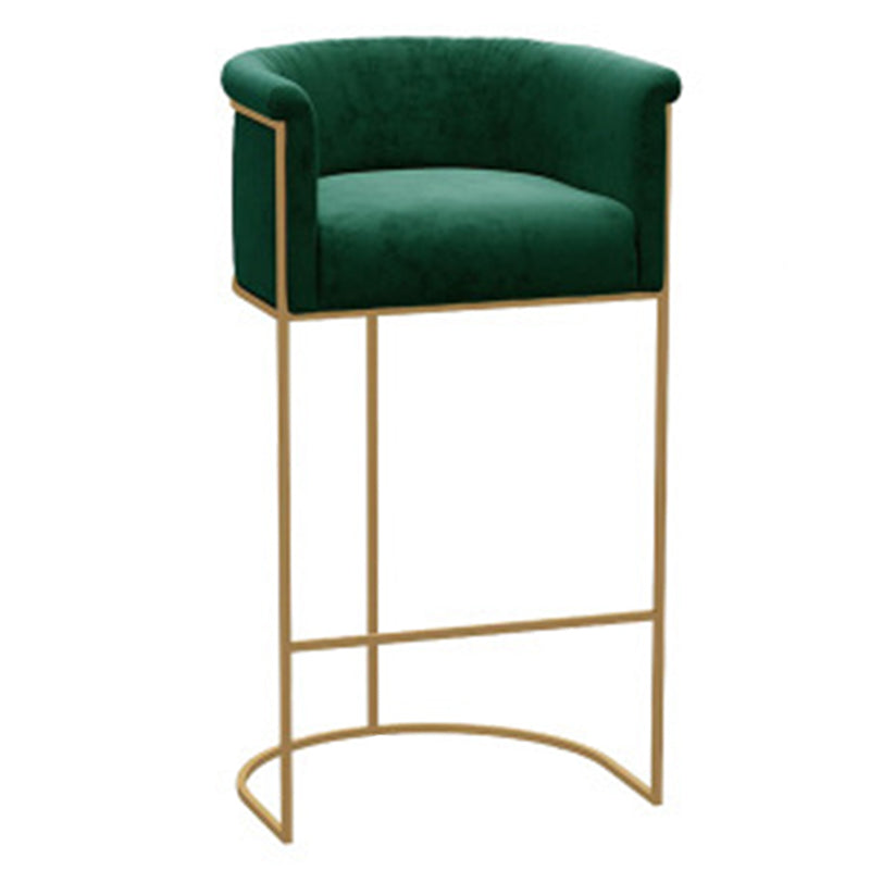 Glam Style Counter Stool Upholstered Bar Stool with Metal Base