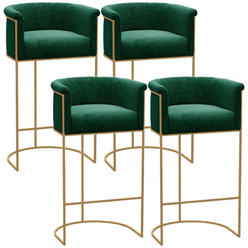 Glam Style Counter Stool Upholstered Bar Stool with Metal Base