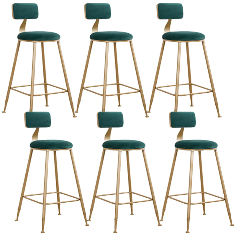 Glam Style Counter Stool Upholstered Bar Stool with Metal Base