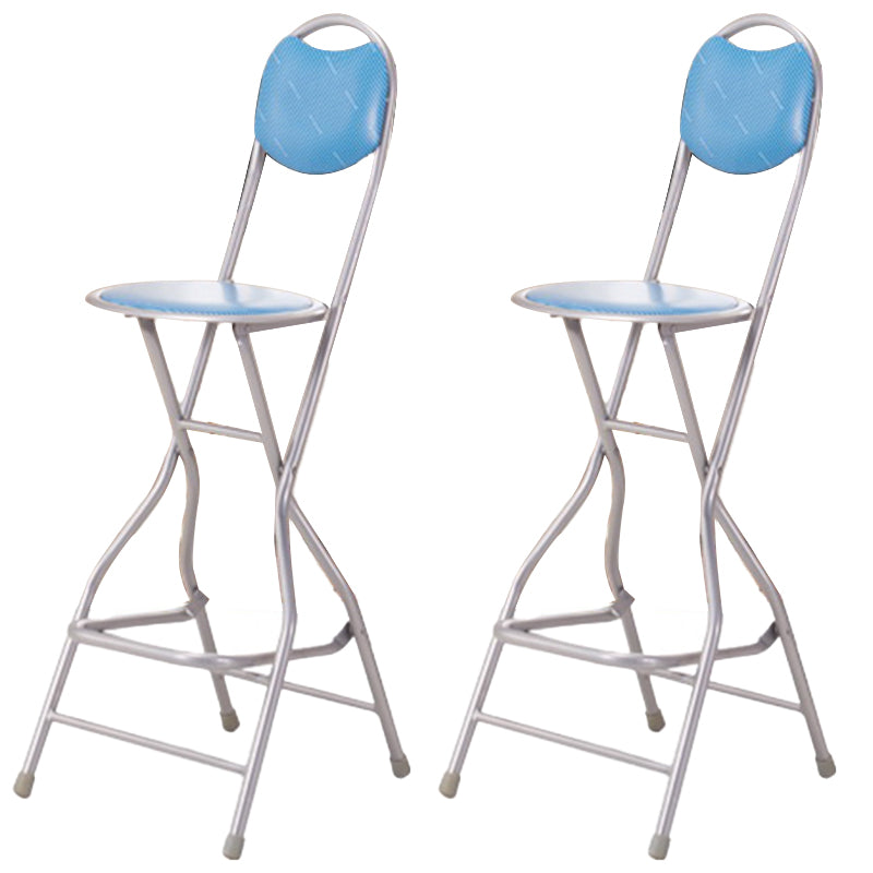 Contemporary Dining Stools Low Back Folding Bar Stools with Metal Base