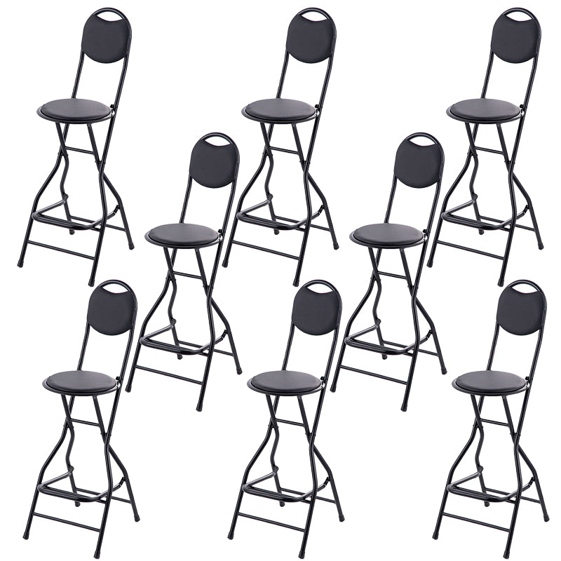 Contemporary Dining Stools Low Back Folding Bar Stools with Metal Base