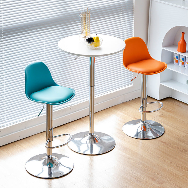 Armless Dining Stools Adjustable Height Bar Stools with Metal Base