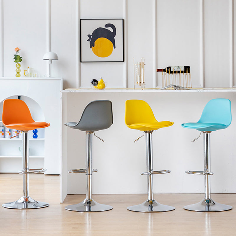 Armless Dining Stools Adjustable Height Bar Stools with Metal Base