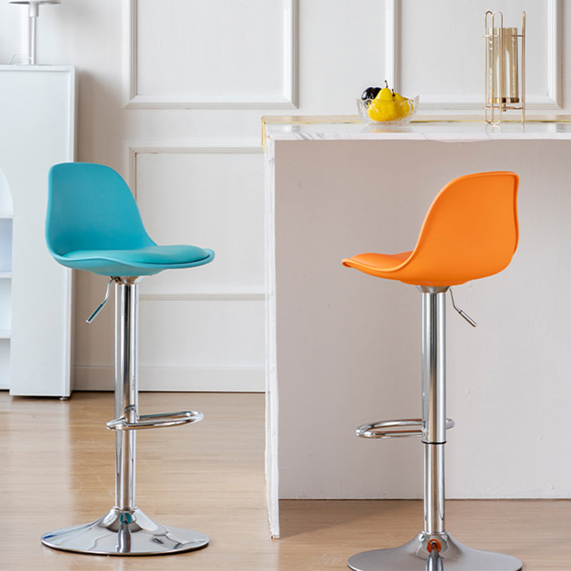 Armless Dining Stools Adjustable Height Bar Stools with Metal Base