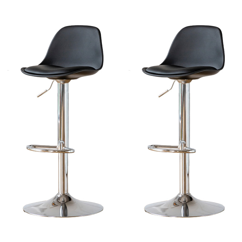 Armless Dining Stools Adjustable Height Bar Stools with Metal Base