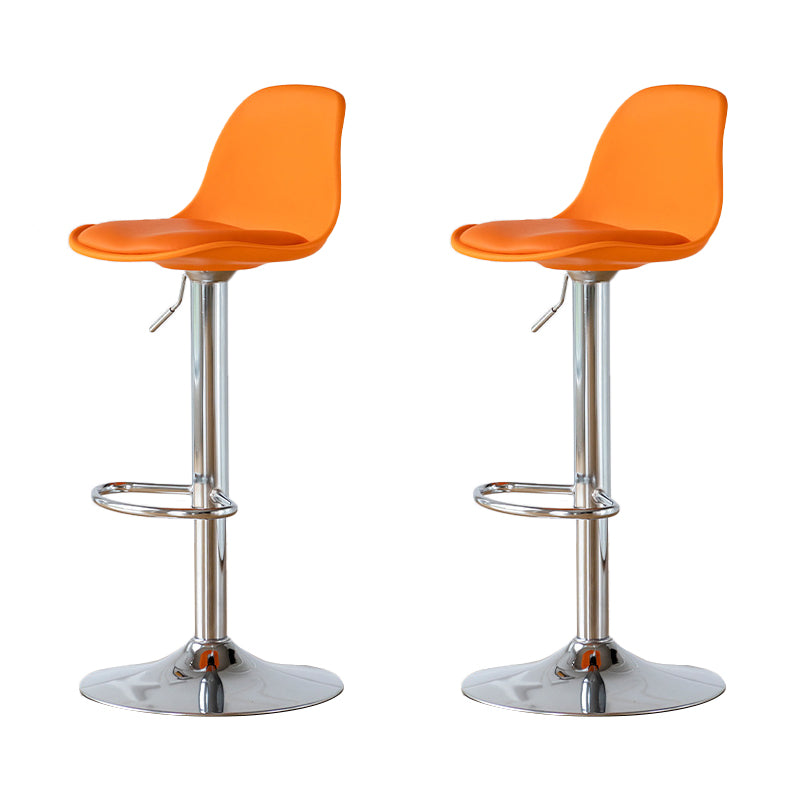 Armless Dining Stools Adjustable Height Bar Stools with Metal Base