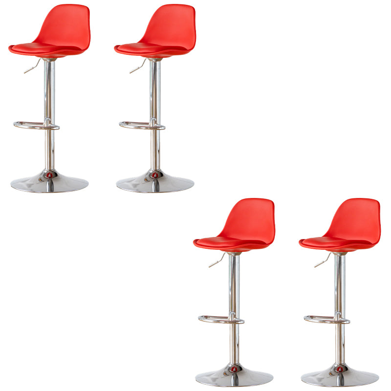 Armless Dining Stools Adjustable Height Bar Stools with Metal Base
