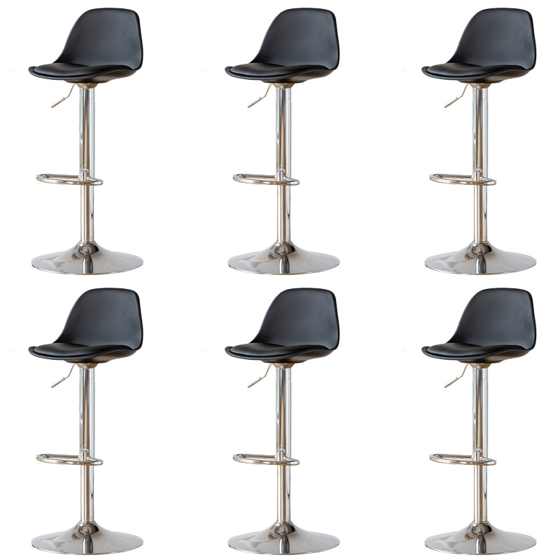 Armless Dining Stools Adjustable Height Bar Stools with Metal Base