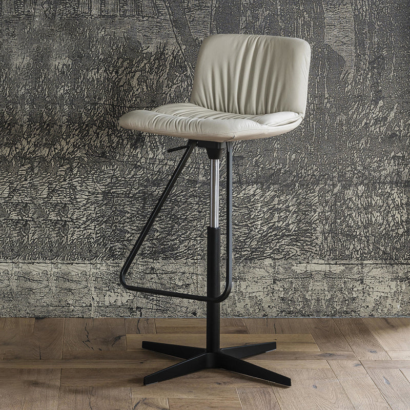 Industrial Style Adjustable Bar Stool Leather Counter Bar Stool with Metal Legs for Home