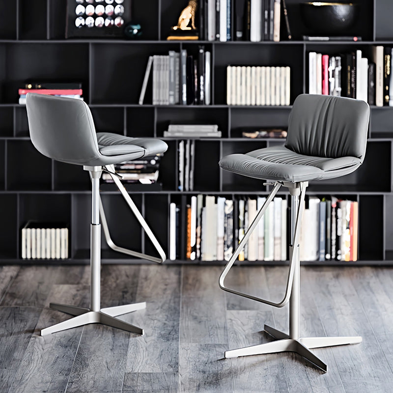 Industrial Style Adjustable Bar Stool Leather Counter Bar Stool with Metal Legs for Home