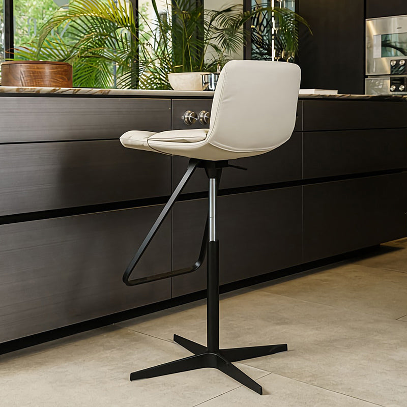 Industrial Style Adjustable Bar Stool Leather Counter Bar Stool for Home