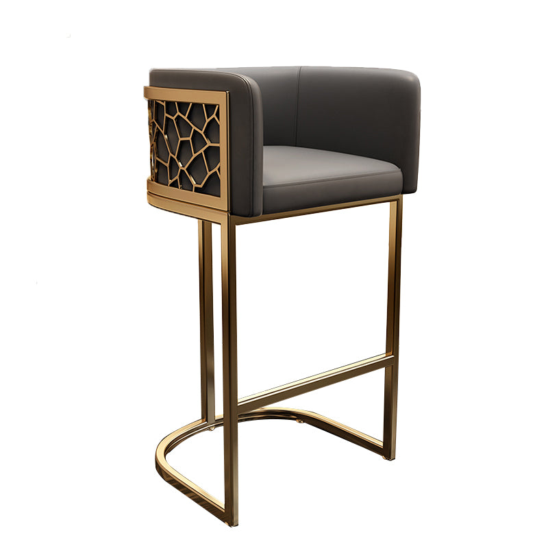 Glam Style Faux Leather Barstool Low Back Counter Bar Stool for Kitchen