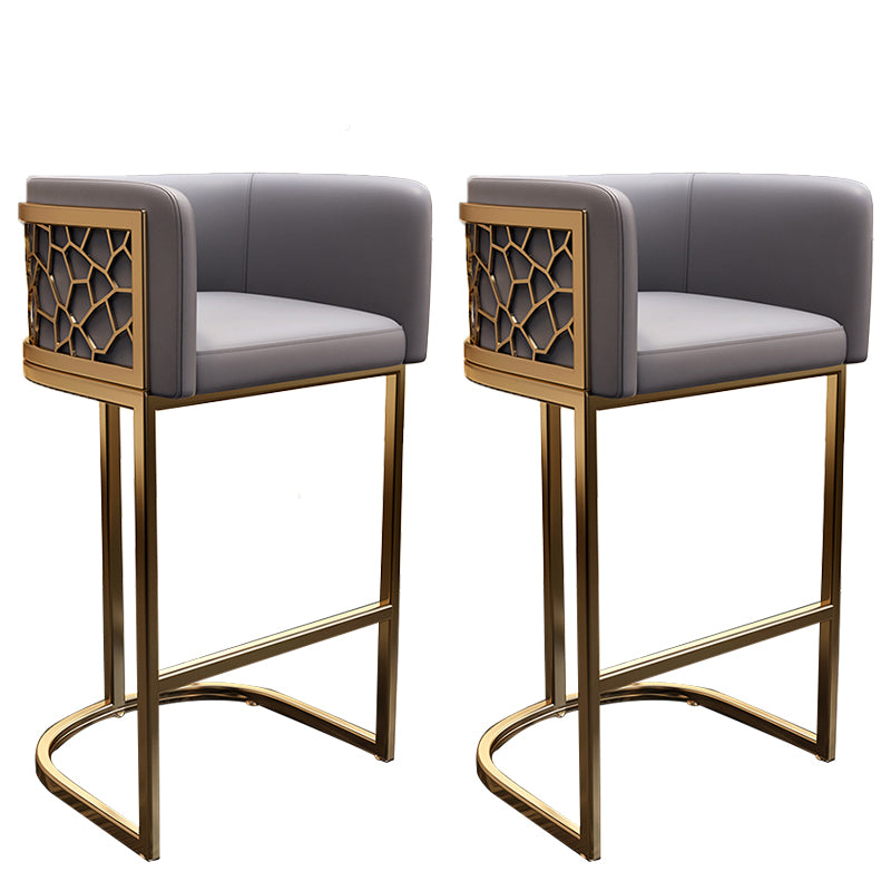 Glam Style Faux Leather Barstool Low Back Counter Bar Stool for Kitchen