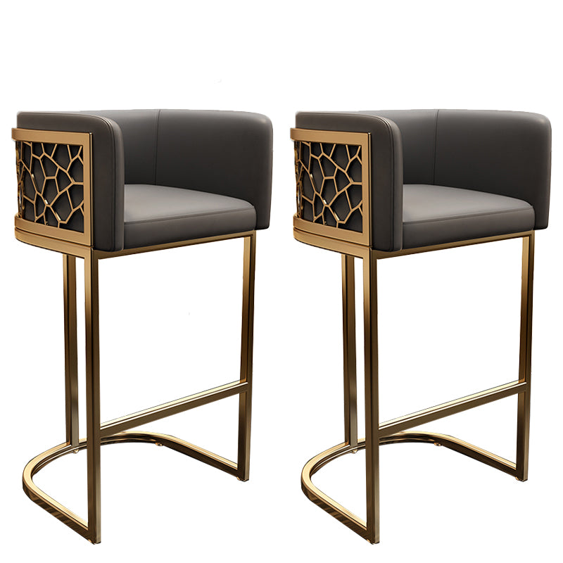 Glam Style Faux Leather Barstool Low Back Counter Bar Stool for Kitchen