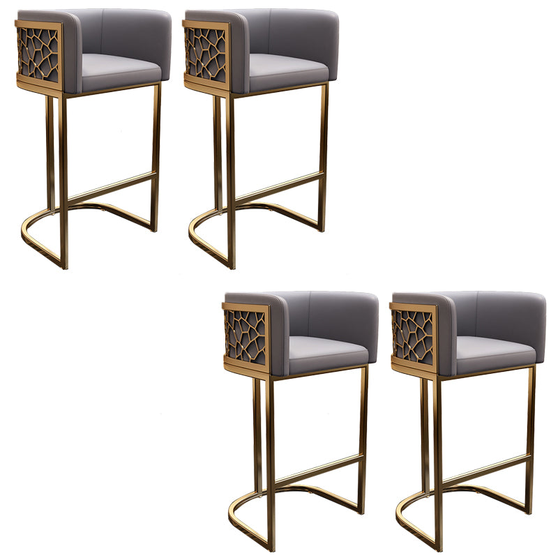 Glam Style Faux Leather Barstool Low Back Counter Bar Stool for Kitchen