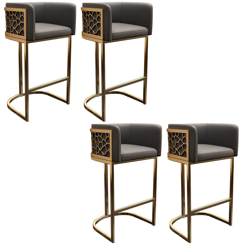 Glam Style Faux Leather Barstool Low Back Counter Bar Stool for Kitchen