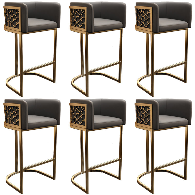 Glam Style Faux Leather Barstool Low Back Counter Bar Stool for Kitchen