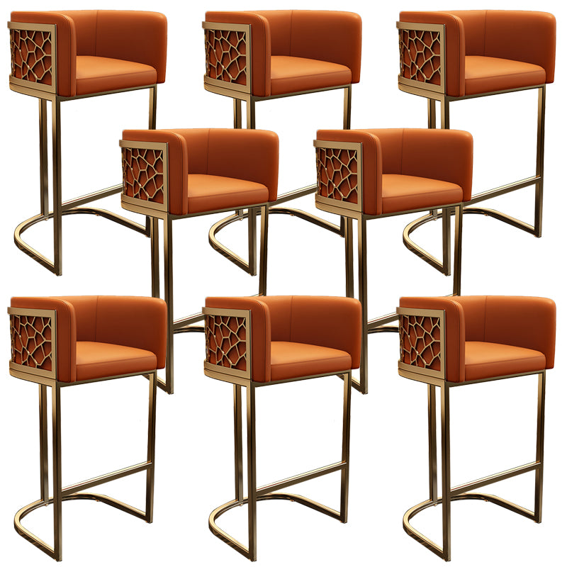 Glam Style Faux Leather Barstool Low Back Counter Bar Stool for Kitchen
