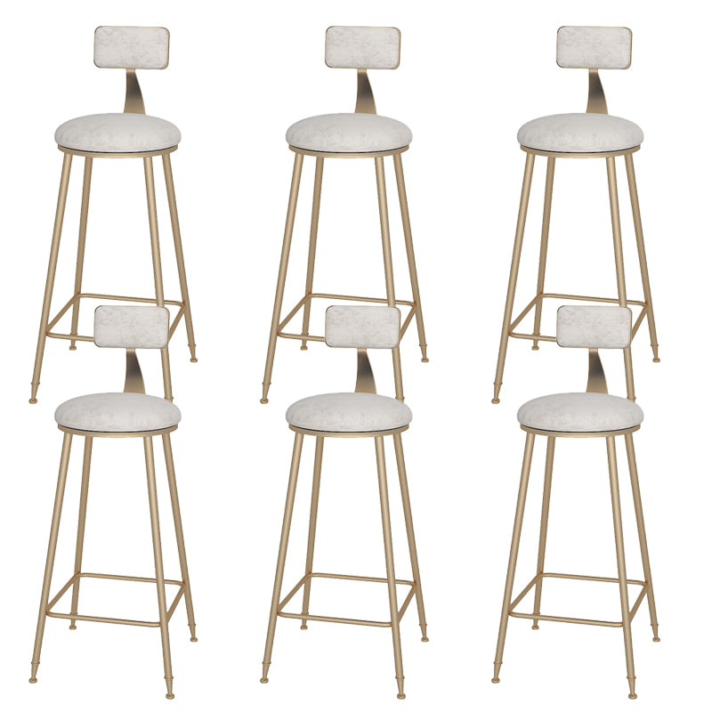 Glam Upholstered Dining Stools Round Bar Stools with Metal Base