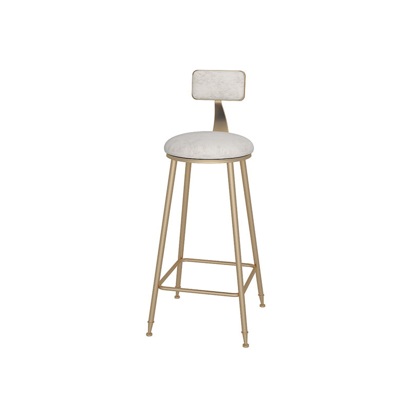 Glam Upholstered Dining Stools Round Bar Stools with Metal Base