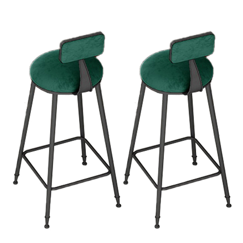 Glam Upholstered Dining Stools Round Bar Stools with Metal Base