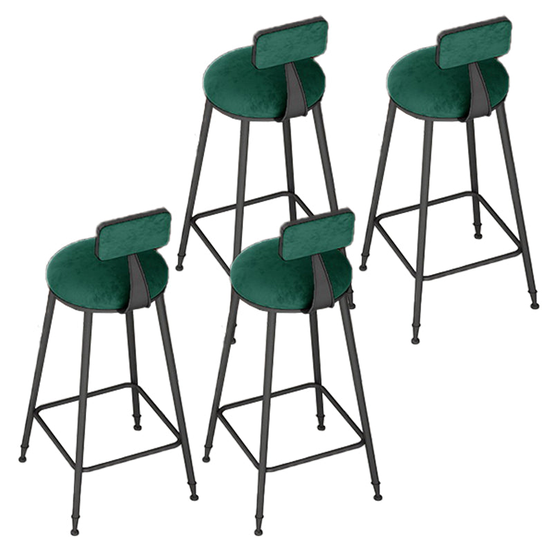 Glam Upholstered Dining Stools Round Bar Stools with Metal Base
