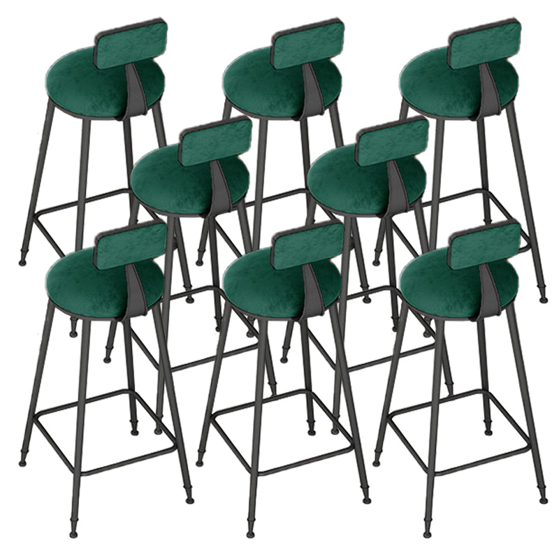 Glam Upholstered Dining Stools Round Bar Stools with Metal Base