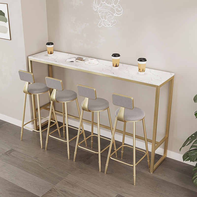 Low Back Upholstered Dining Stools Armless Bar Stools with Metal Base