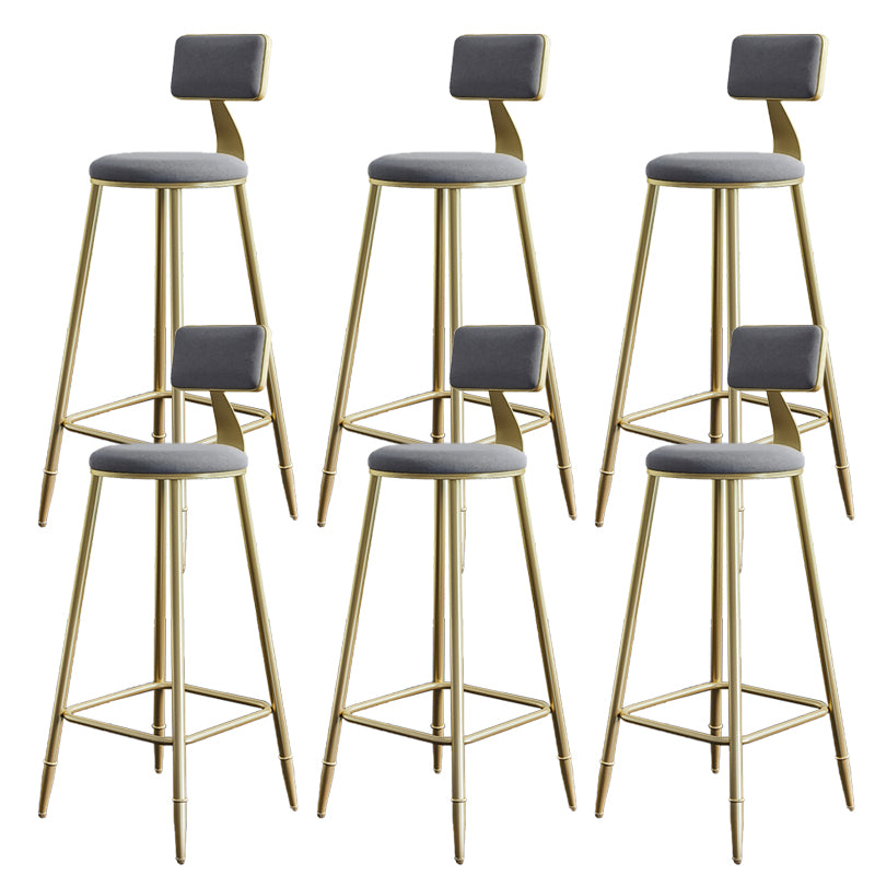 Low Back Upholstered Dining Stools Armless Bar Stools with Metal Base