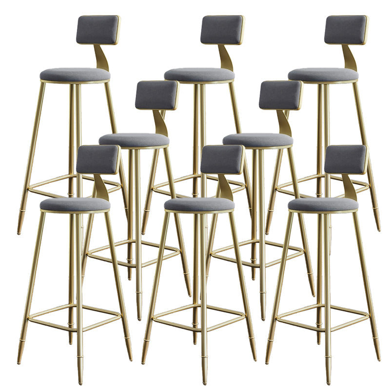 Low Back Upholstered Dining Stools Armless Bar Stools with Metal Base