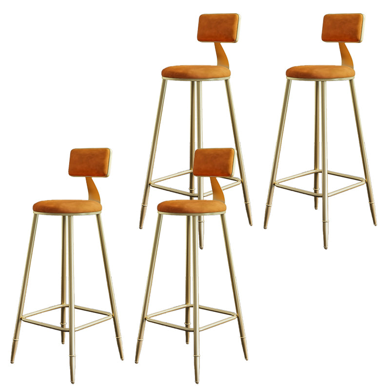 Low Back Upholstered Dining Stools Armless Bar Stools with Metal Base