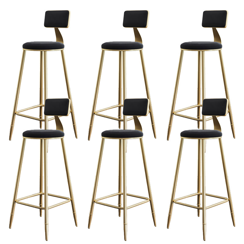 Low Back Upholstered Dining Stools Armless Bar Stools with Metal Base